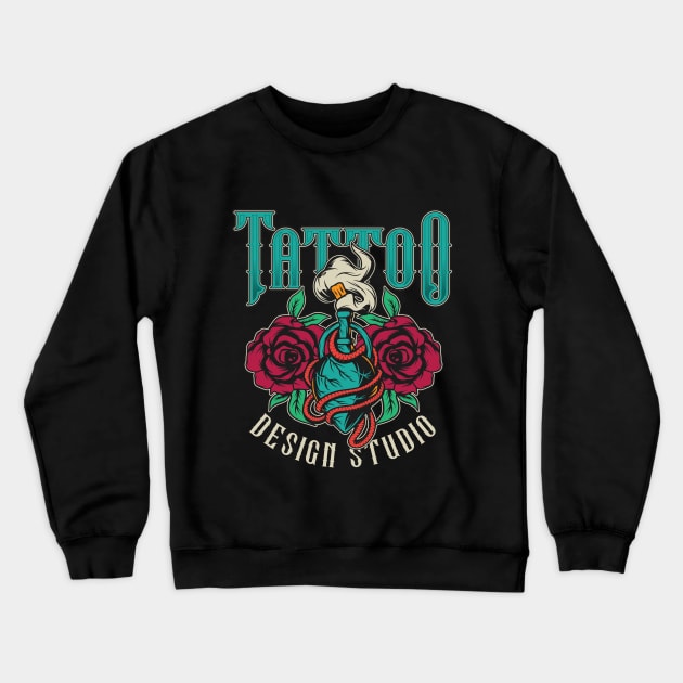 Tattoo Design Studio Crewneck Sweatshirt by Verboten